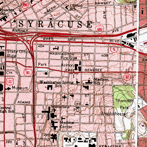 Topographic Map of Hill Medical Center, NY