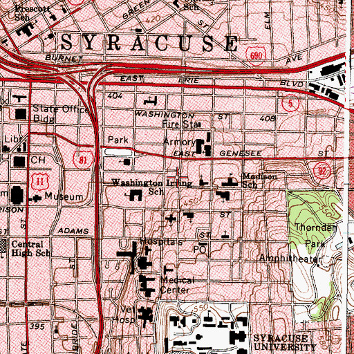 Topographic Map of Madison-Irving Medical Center, NY