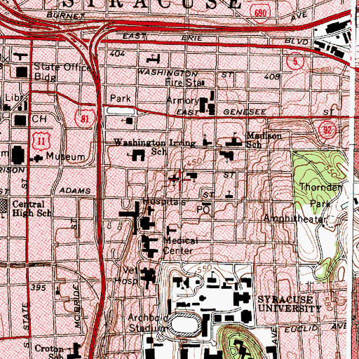 Topographic Map of Rosewood Heights Health Center, NY