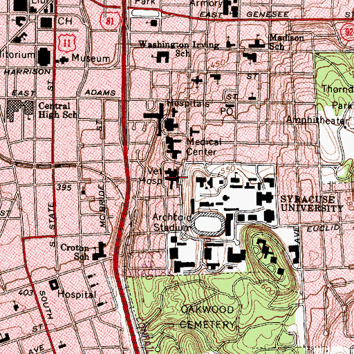 Topographic Map of Syracuse Veterans Affairs Medical Center, NY