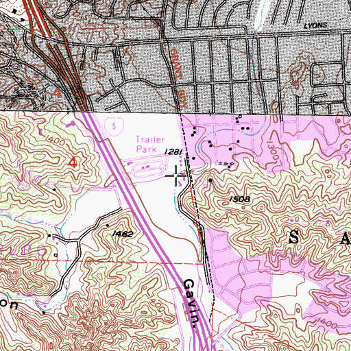 Topographic Map of Gavin Canyon, CA