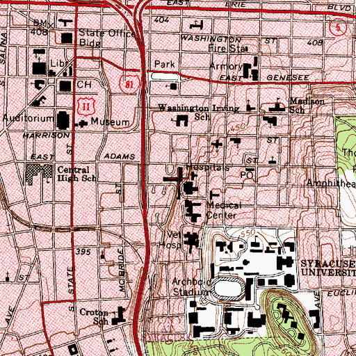 Topographic Map of SUNY Upstate Medical University, NY