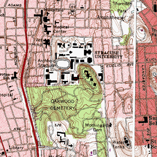 Topographic Map of Walters Hall, NY