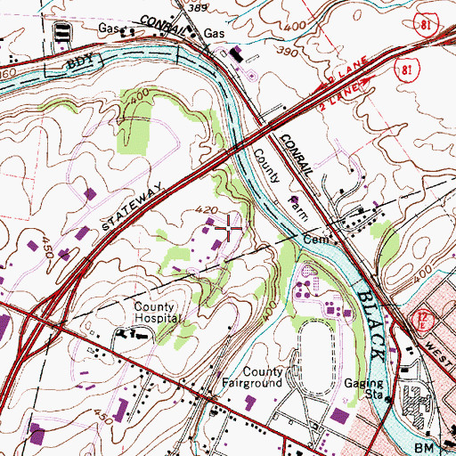 Topographic Map of The Jules Center, NY