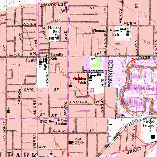 Topographic Map of Geddes Elementary School, CA
