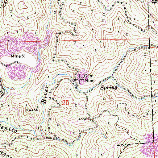 Topographic Map of Gem Mine, CA