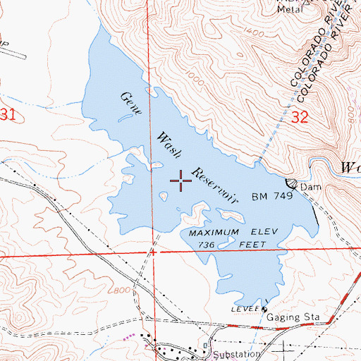 Topographic Map of Gene Wash Reservoir, CA