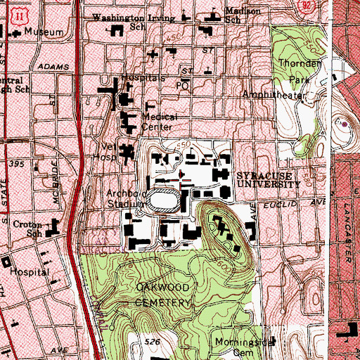 Topographic Map of Steele Hall, NY