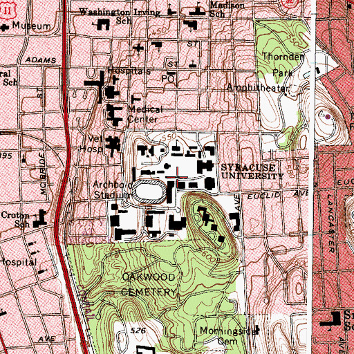 Topographic Map of Syracuse University Physics Building, NY