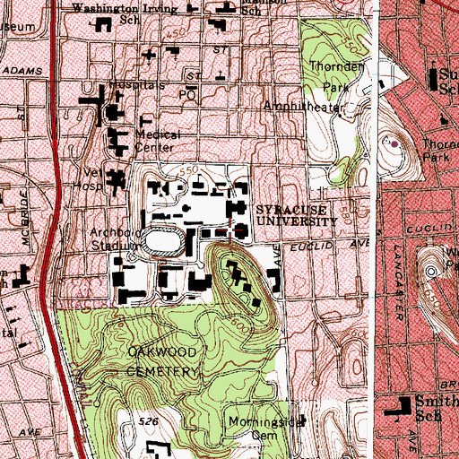 Topographic Map of Bowne Hall, NY