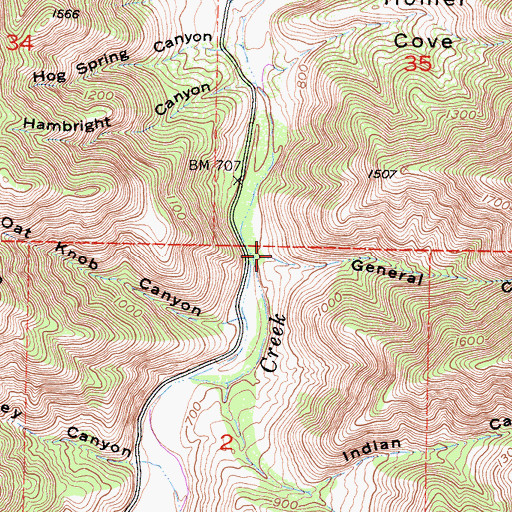 Topographic Map of General Canyon, CA