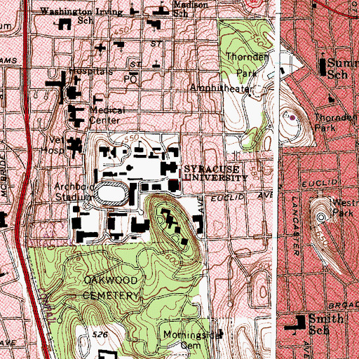 Topographic Map of Sims Hall, NY