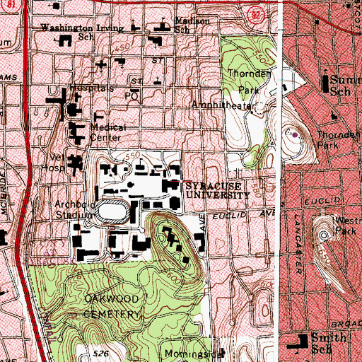 Topographic Map of Slocum Hall, NY