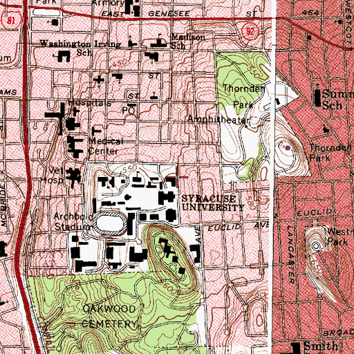 Topographic Map of Lyman Hall, NY