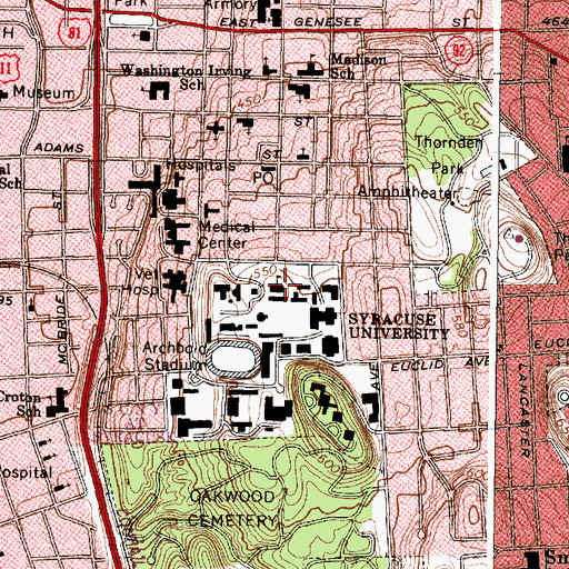 Topographic Map of Hall of Languages, NY