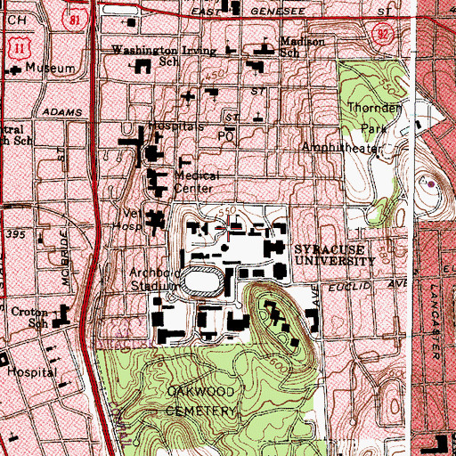 Topographic Map of Tolley Administrative Building, NY
