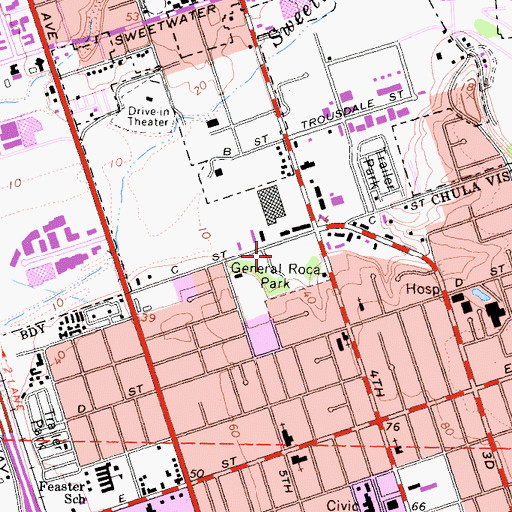 Topographic Map of General Roca Park, CA