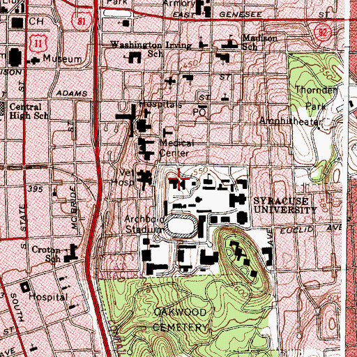 Topographic Map of Crouse College, NY