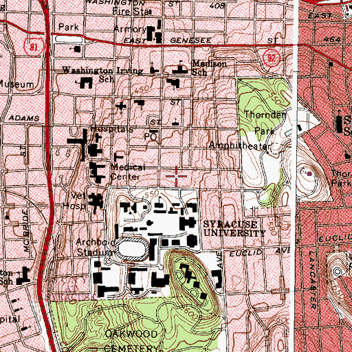 Topographic Map of Schine Student Center, NY