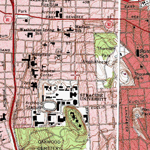 Topographic Map of E. S. Bird Library, NY