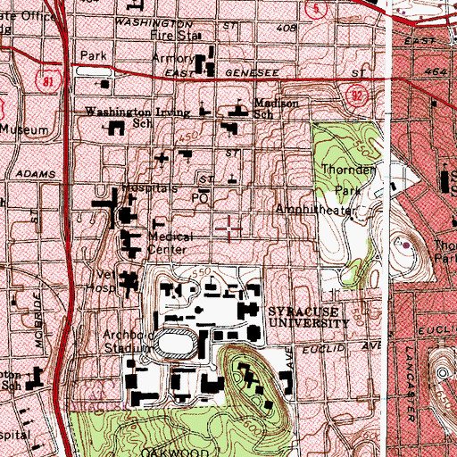 Topographic Map of Sheraton University Hotel and Conference Center, NY