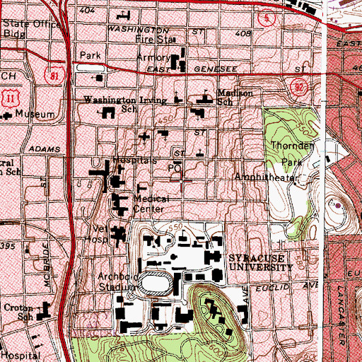 Topographic Map of Huntington Hall, NY