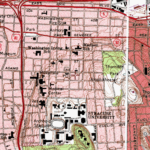 Topographic Map of Syracuse University School of Management, NY