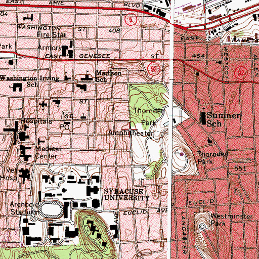 Topographic Map of Syracuse University School of Nursing, NY