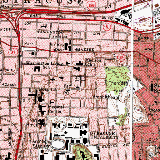 Topographic Map of Syracuse University Abroad, NY