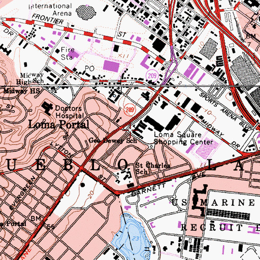 Topographic Map of Dewey Elementary School, CA