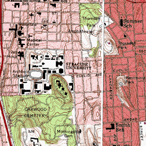 Topographic Map of Syracuse University Division of International Programs Abroad, NY