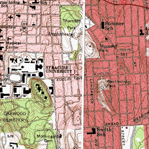 Topographic Map of Syracuse University International Living Center, NY