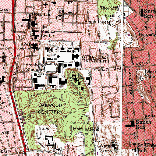 Topographic Map of Flint Residence Hall, NY