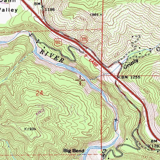 Topographic Map of Grizzly Creek, CA