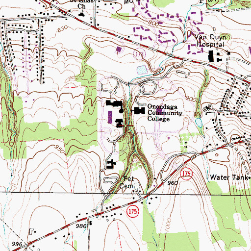 Topographic Map of Coulter Library Building, NY