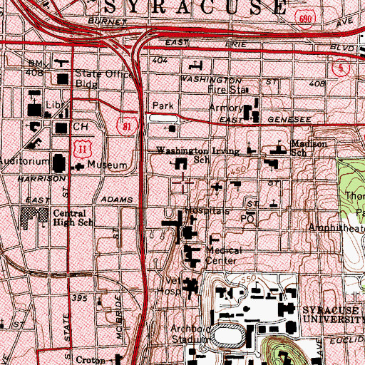 Topographic Map of Onondaga County Center For Forensic Sciences, NY