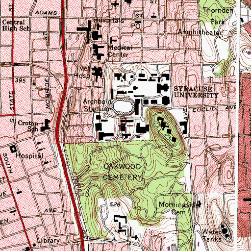Topographic Map of Moon Library, NY