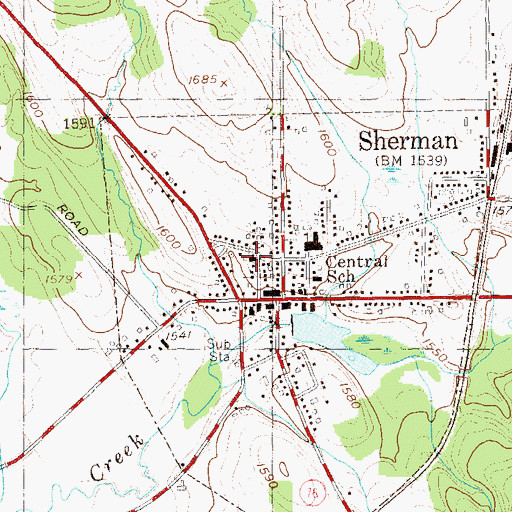 Topographic Map of First Baptist Church, NY