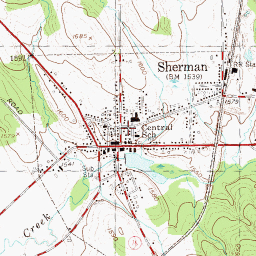Topographic Map of Sherman Fire Department Stanley Hose Company, NY