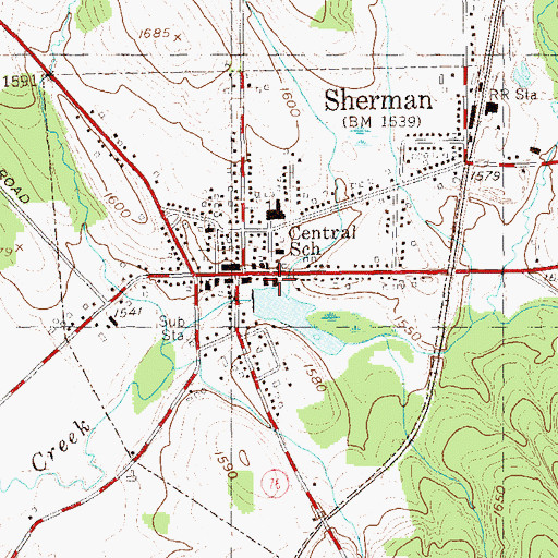 Topographic Map of Main Street Theatre, NY