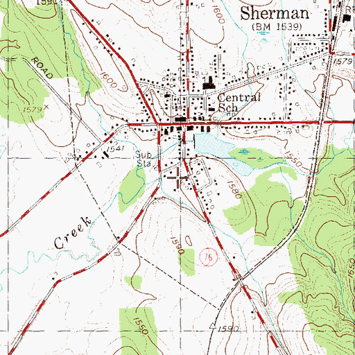 Topographic Map of Village of Sherman Garage, NY