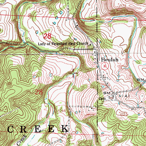 Topographic Map of South Sherrill Creek, MO