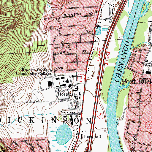 Topographic Map of Paul F Titchener Hall, NY