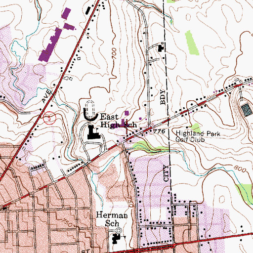 Topographic Map of Auburn Community College, NY