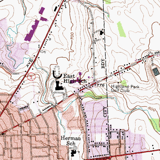 Topographic Map of Main Building Cayuga Community College, NY