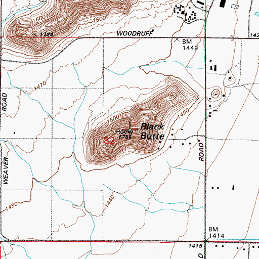 Topographic Map of Black Butte, AZ
