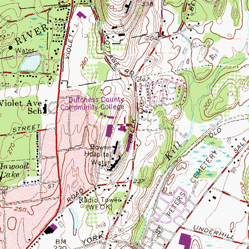 Topographic Map of Dutchess Hall, NY