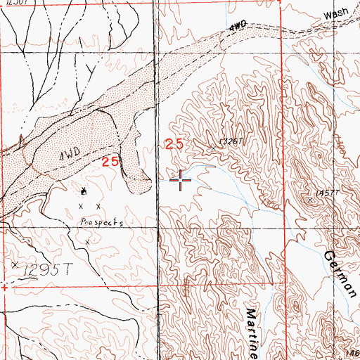 Topographic Map of German Diggins Wash, CA