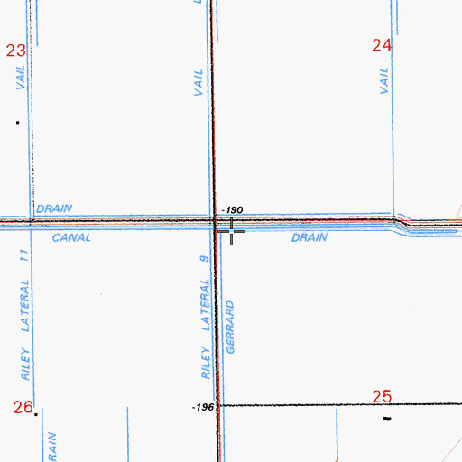 Topographic Map of Gerrard Drain, CA