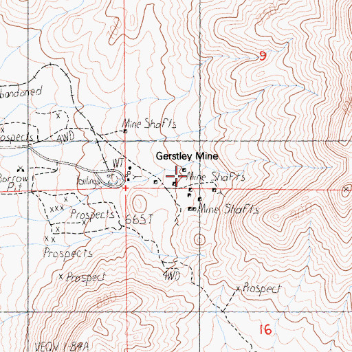 Topographic Map of Gerstley Mine, CA